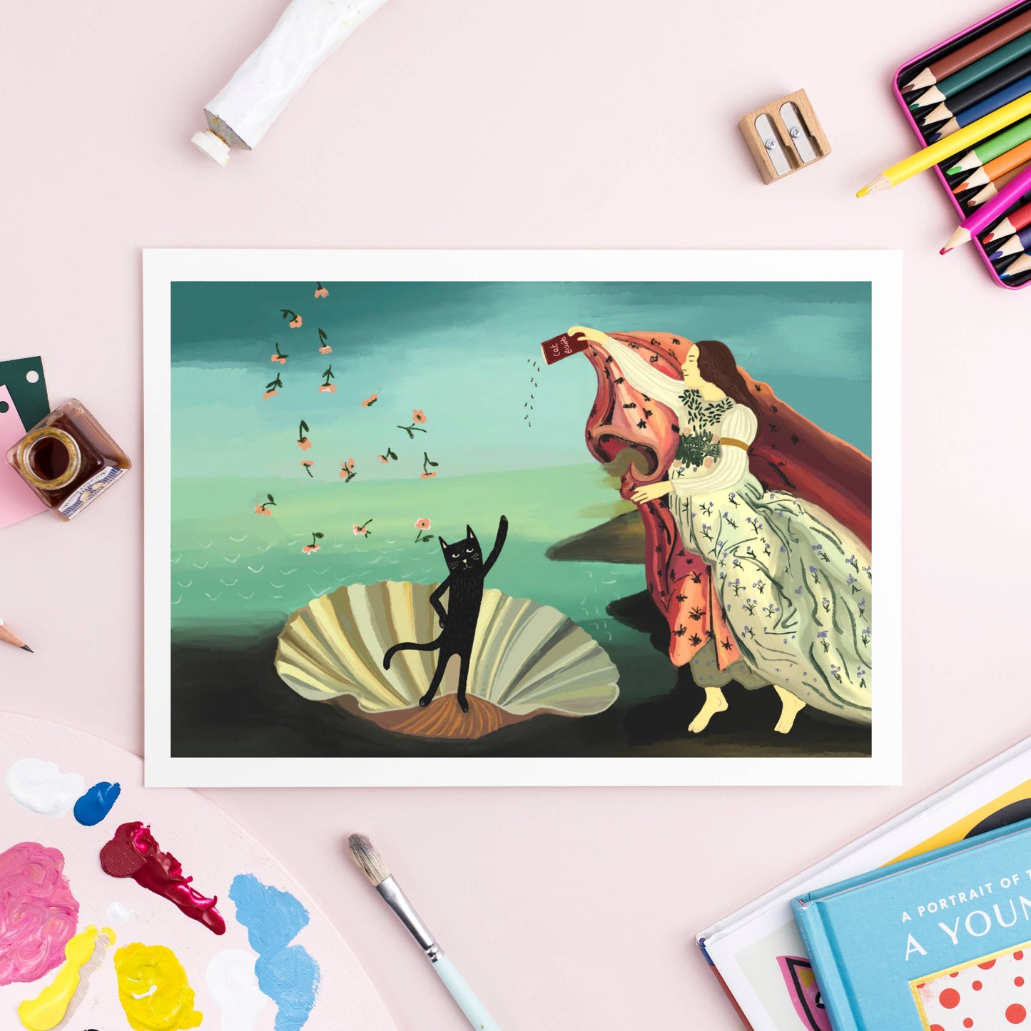 Niaski | A4 Print | The Birth of Cat Venus Art Print