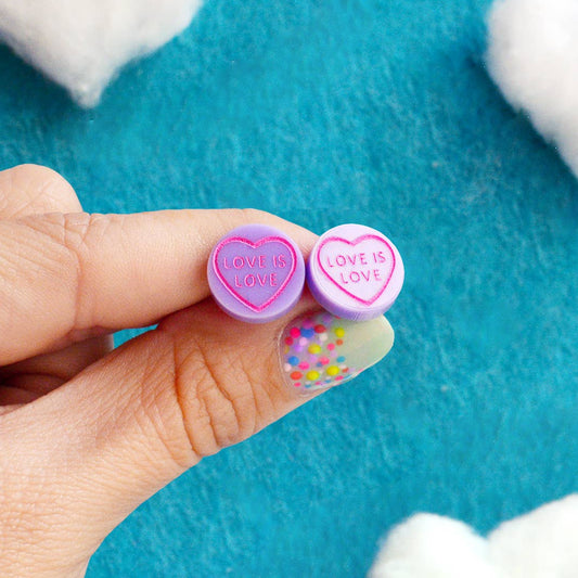 Silly Loaf | Stud Earrings | Love Hearts Lilac