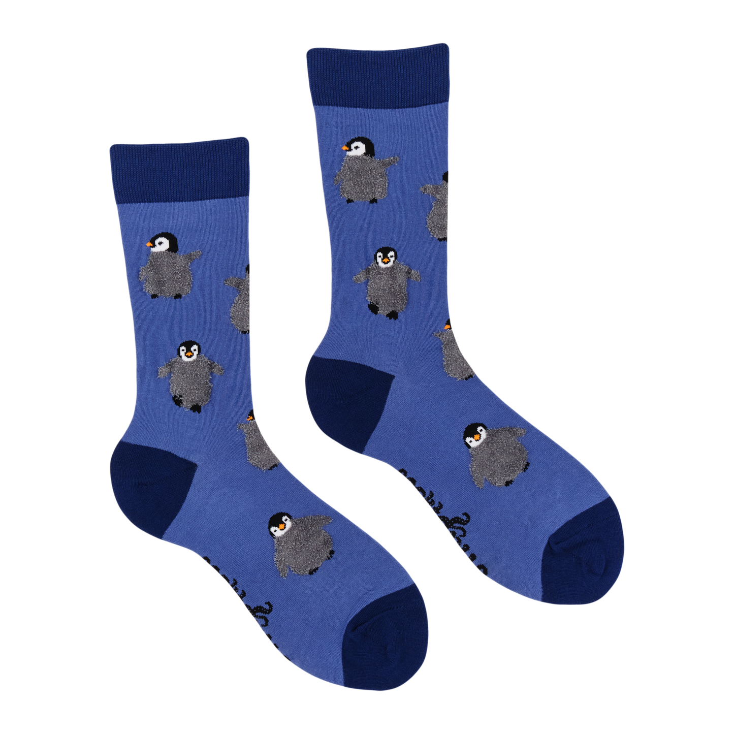 Socktopus | Fluffy Penguin Socks | Blue | L UK 9-12