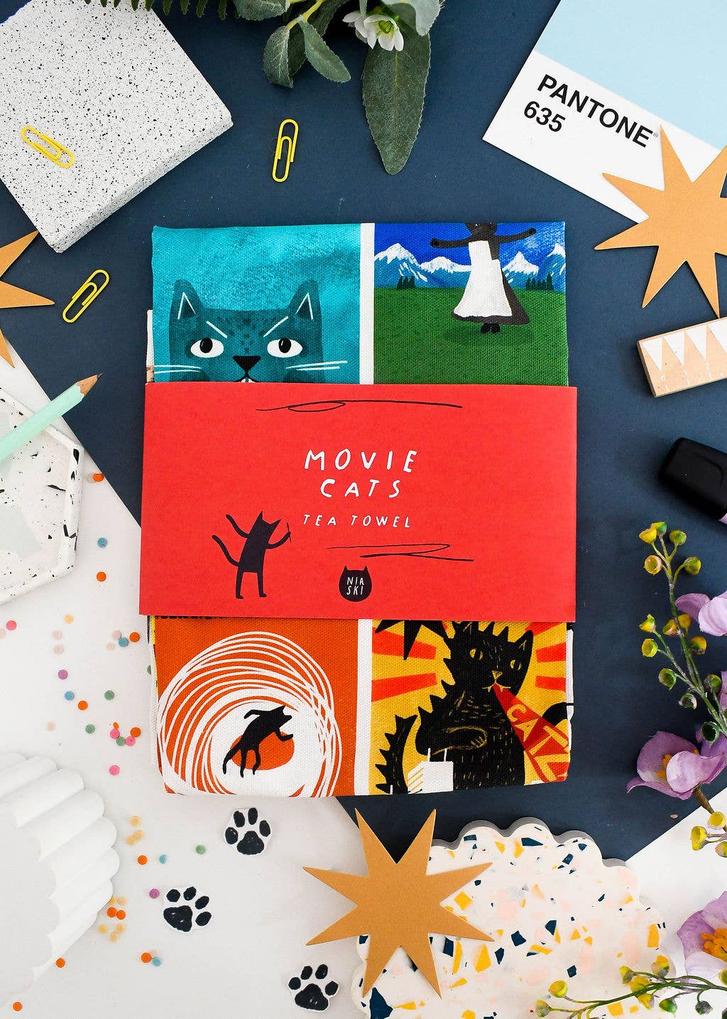 Niaski | Tea Towel | Movie Cats