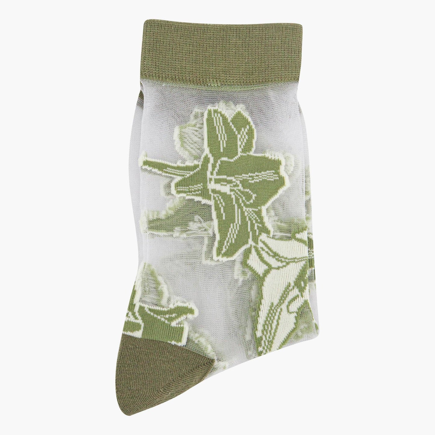 Sock Talk - Women's Sheer Ankle Socks | Floral Green | UK 3-7