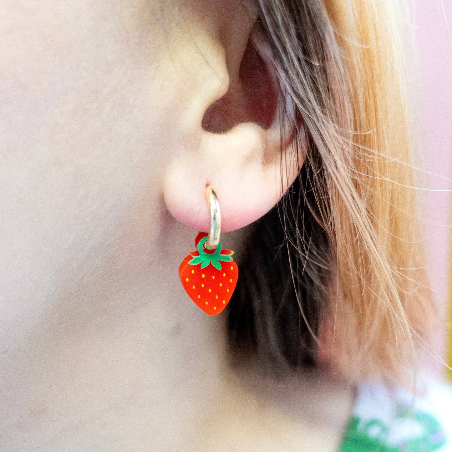Silly Loaf | Strawberry Huggie Earrings