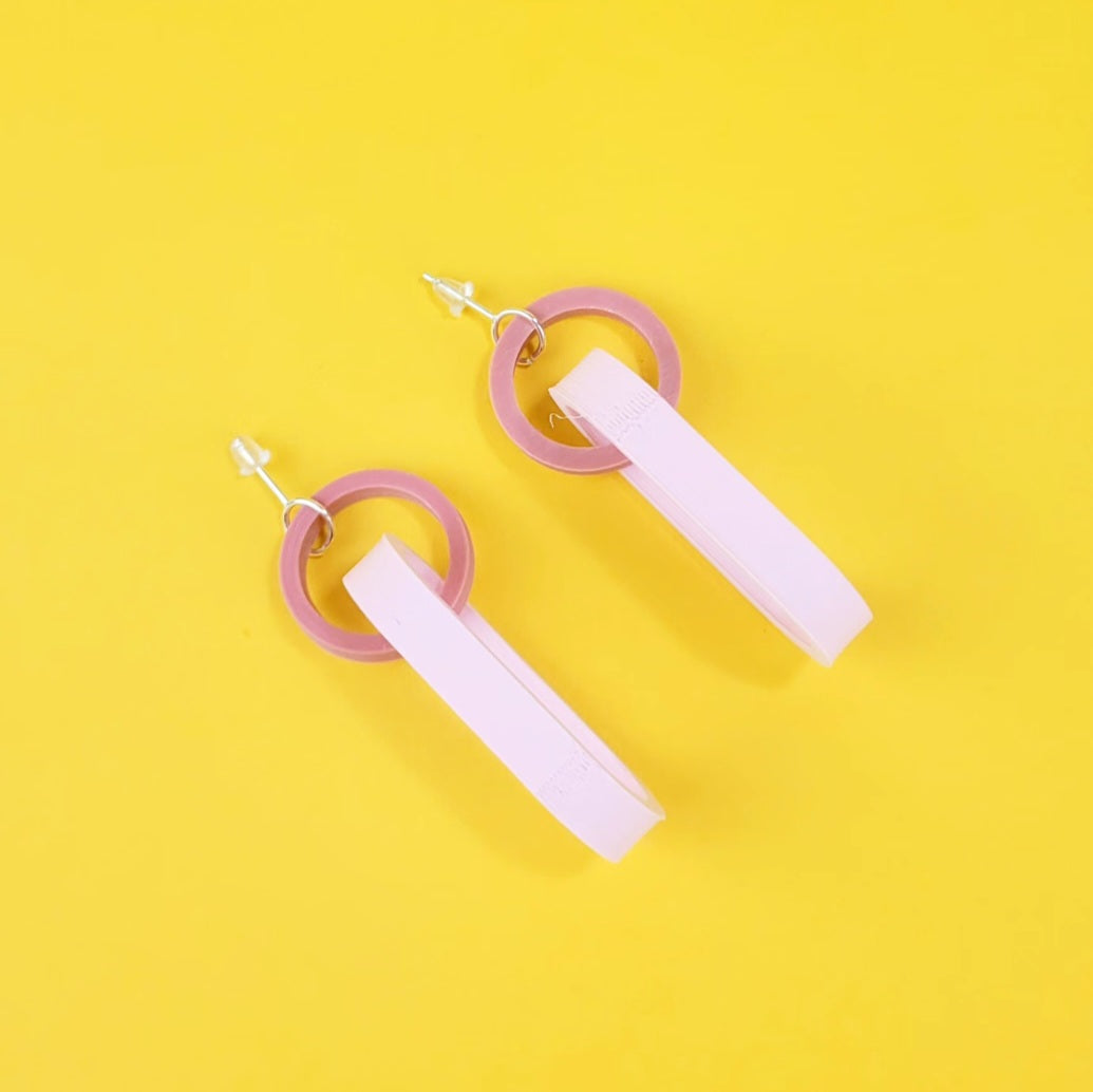 Will Sharp | Chain Drop Earrings | Morandi Purple/Pastel Pink