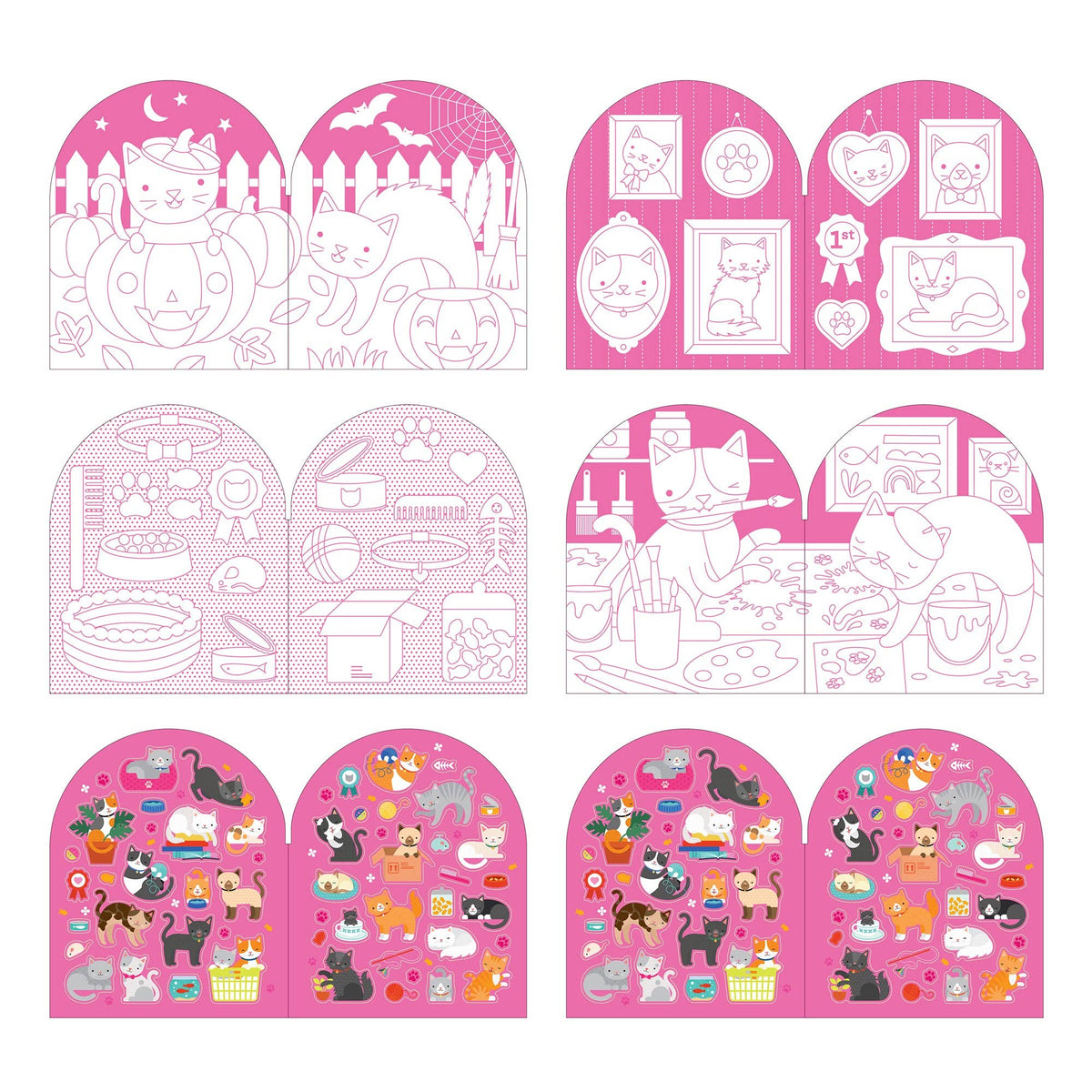 Coloring Book + Stickers | Cats