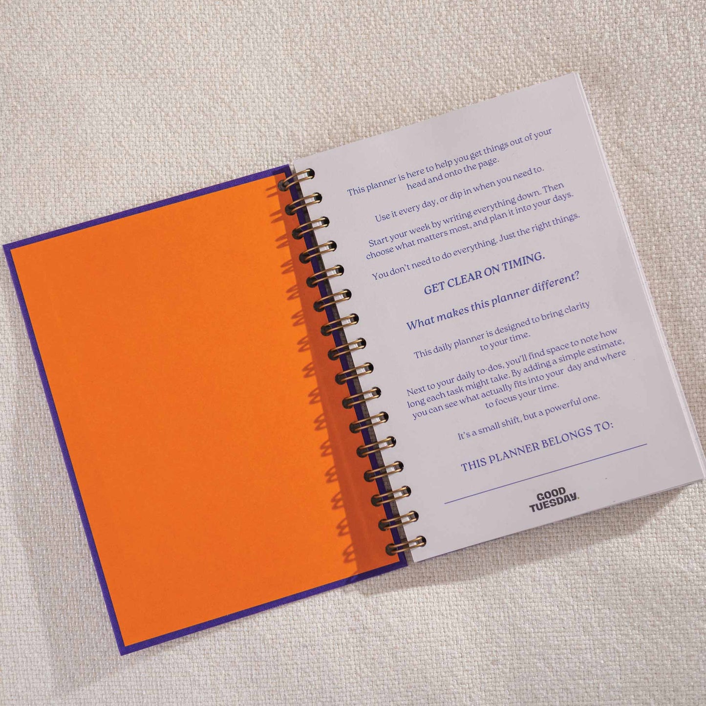 Good Tuesday | Daily Productivity Planner | Undated | Hardback | Purple