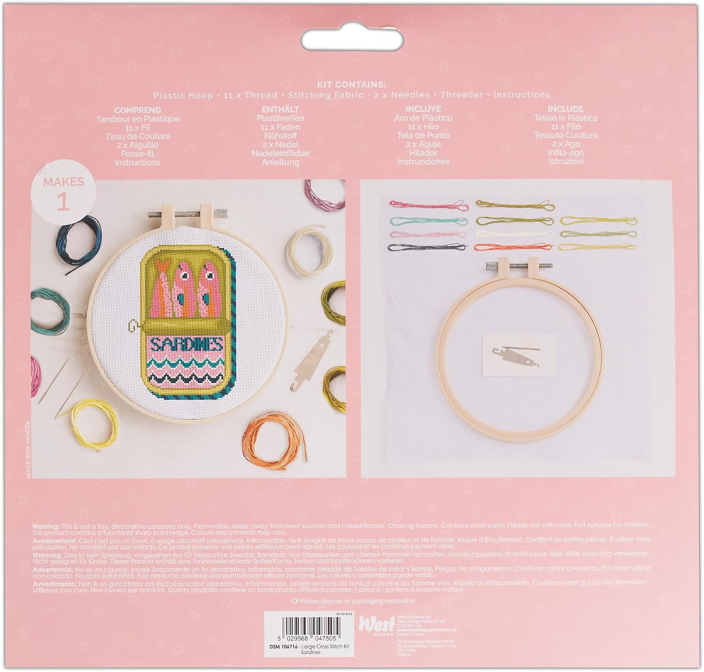 Simply Make | Cross Stitch Kit | Sardines