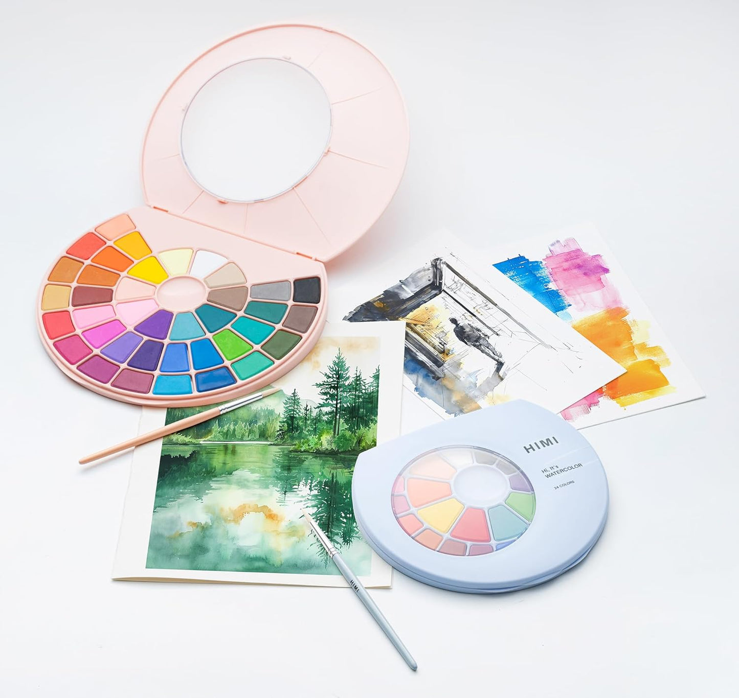 Himi | Solid Watercolour Palette | 24 x Colours (Blue Case)