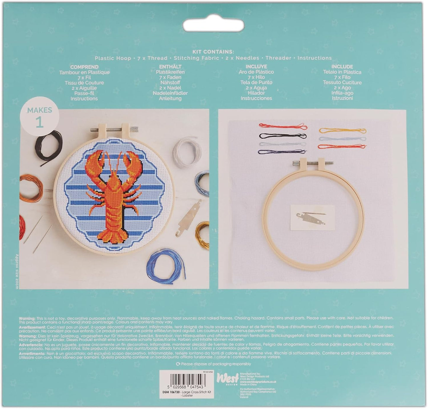 Simply Make | Cross Stitch Kit | Lobster