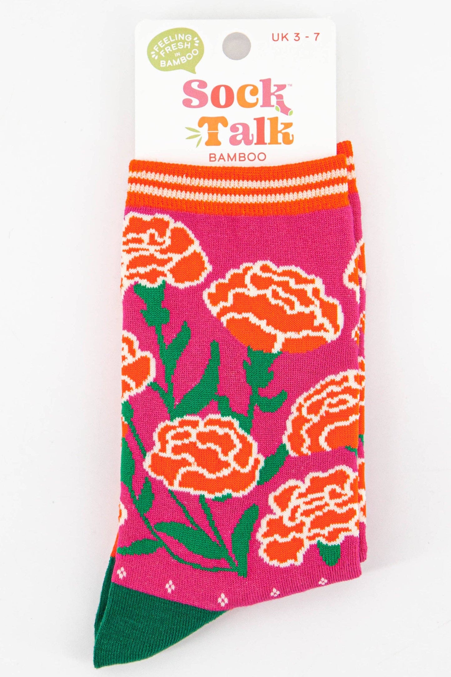 Sock Talk | Women's Carnation Floral Print Bamboo Socks | UK 3-7 | EU 36-40