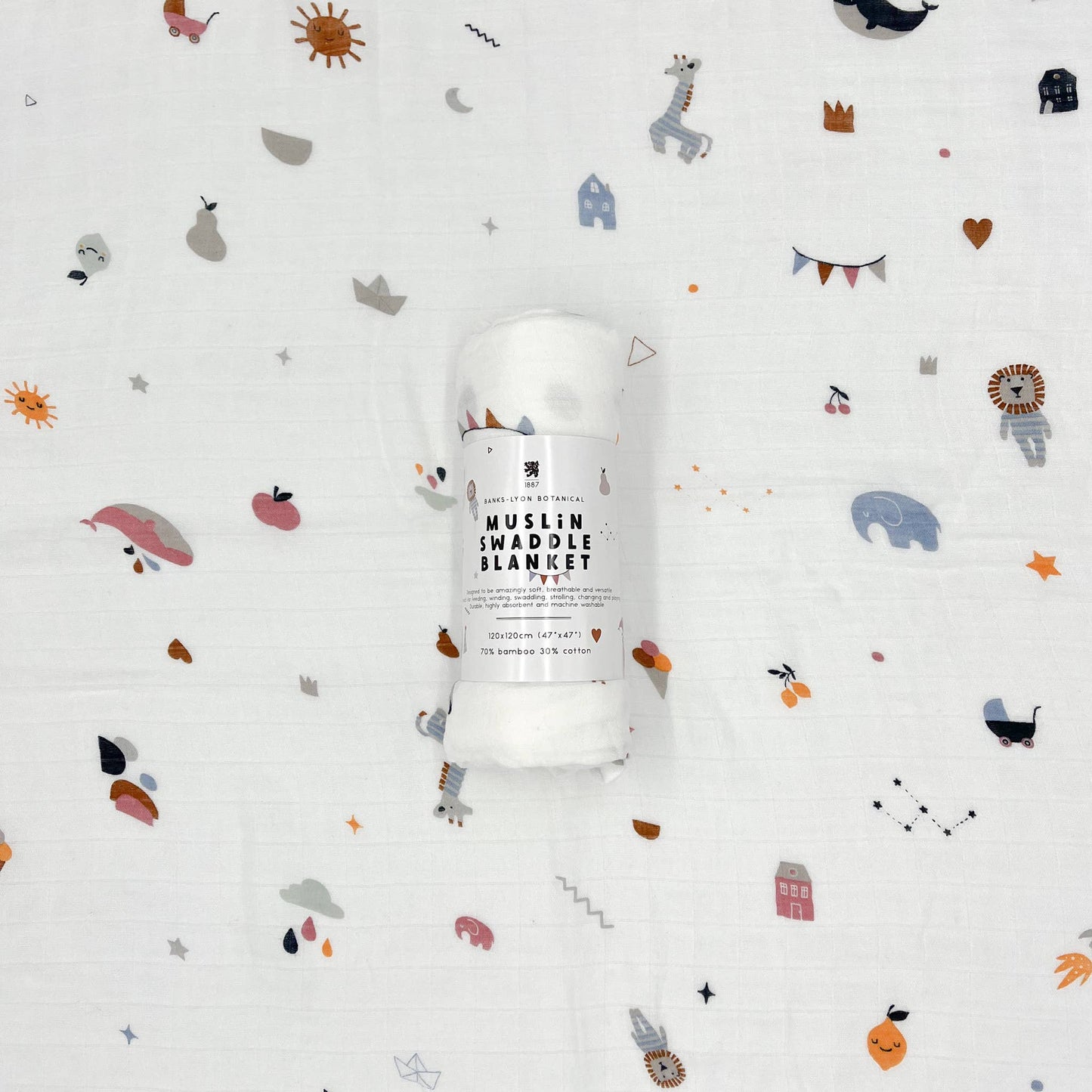 Banks-Lyon Botanical | Bamboo Baby Swaddle Blanket | Signature Print