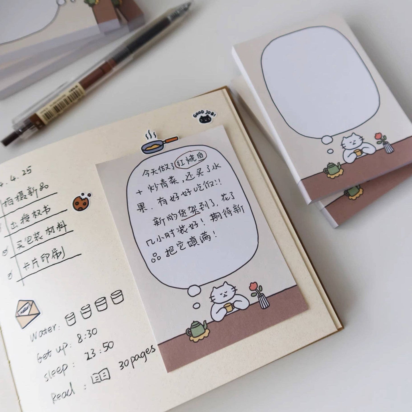 Hello Claws | Kitty Life Memo Note Pad (Drink tea)