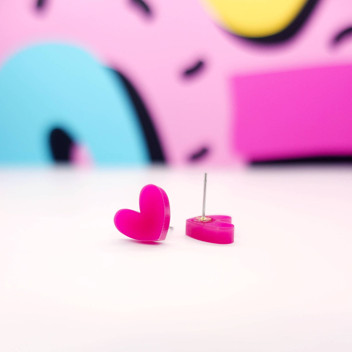Silly Loaf | Pink Heart Stud Earrings