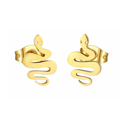 Soch & Co |  Stainless Steel Earring Studs | Gold Snake