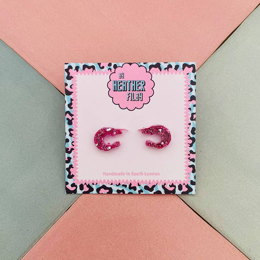 By Heather Filby | Glitter Stud Earrings | Shrimp