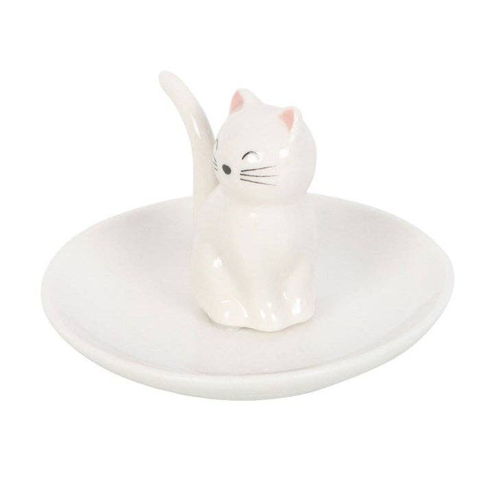 White Cat Trinket Dish & Ring Holder