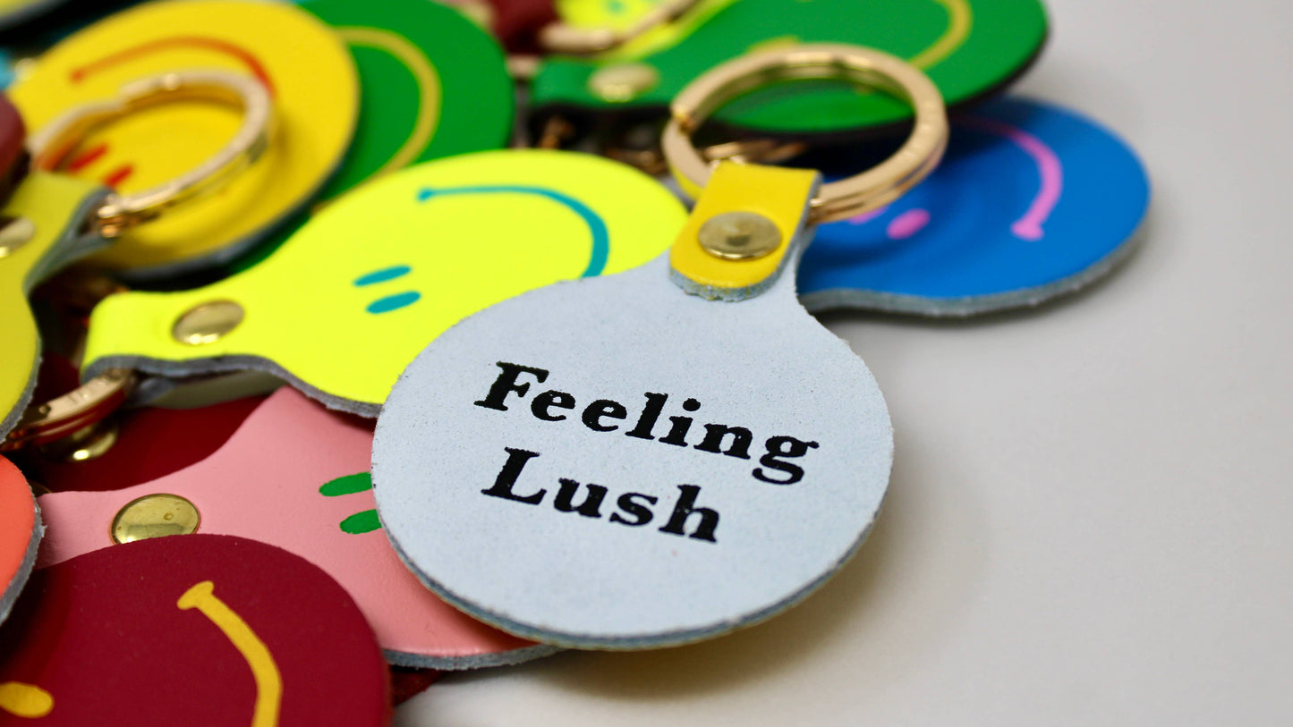 Ark | Feeling Lush Smilie Face Key Fob | Neon Yellow