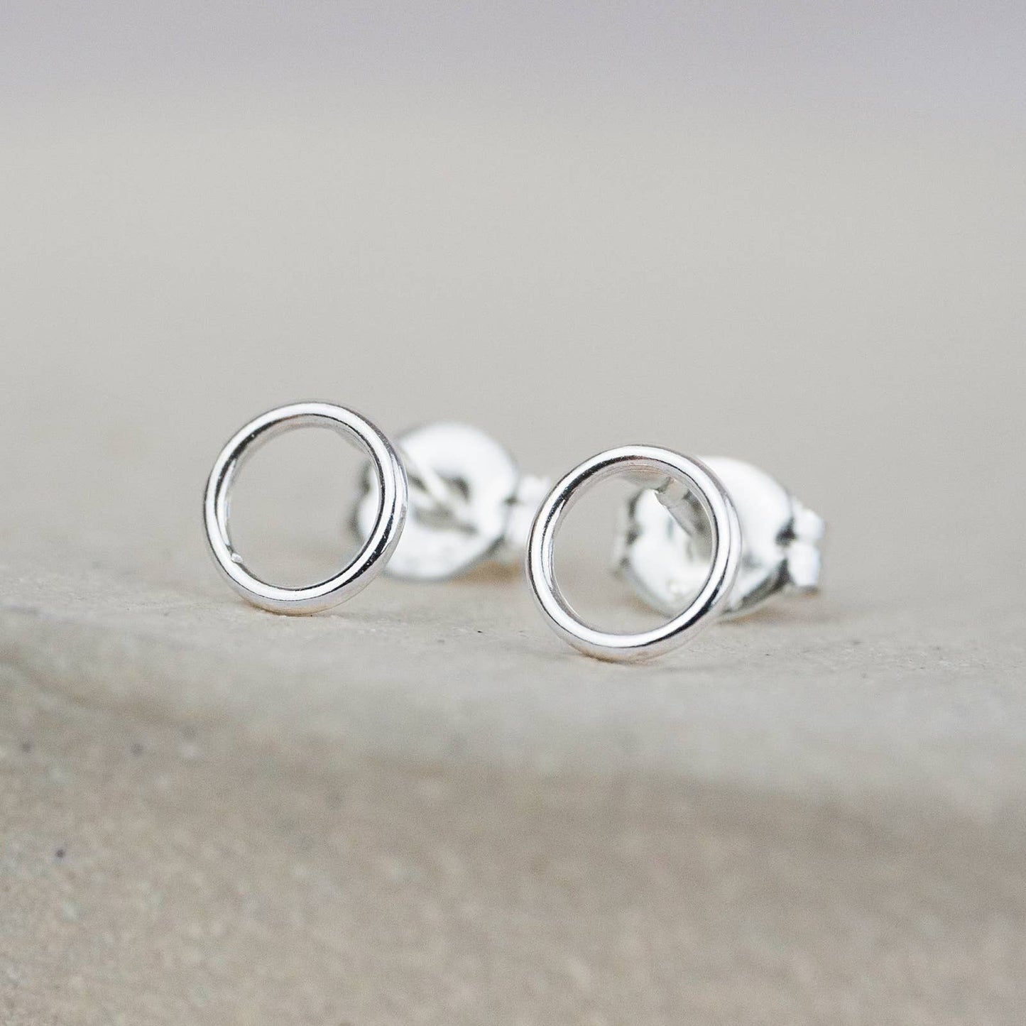 Lucy Kemp Jewellery | Sterling Silver Mini Studs | Geo Circle