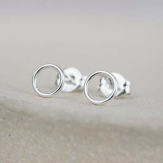 Lucy Kemp Jewellery | Sterling Silver Mini Studs | Geo Circle