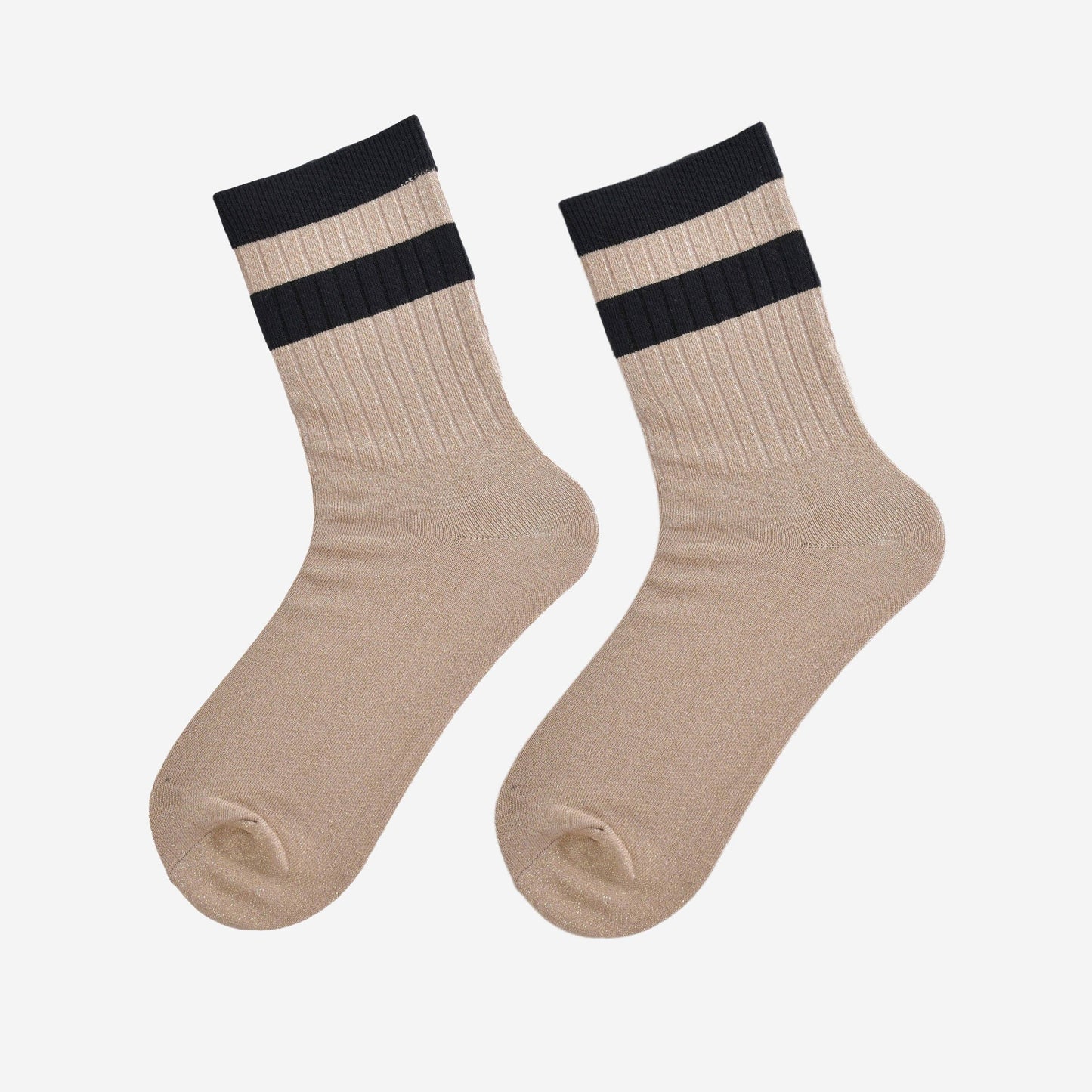 Sock Talk | Women's Glitter Socks | Gold/Black, Stripe Cuff | UK 3-7