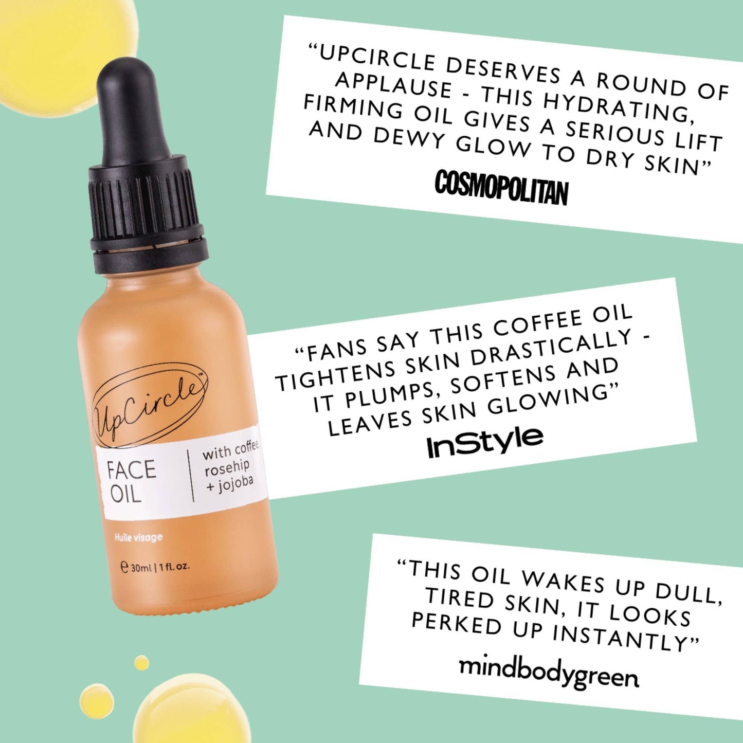 UpCircle | Face Oil | Collagen Boosting Vegan Organic Coffee + Rosehip | 10ml / Travel