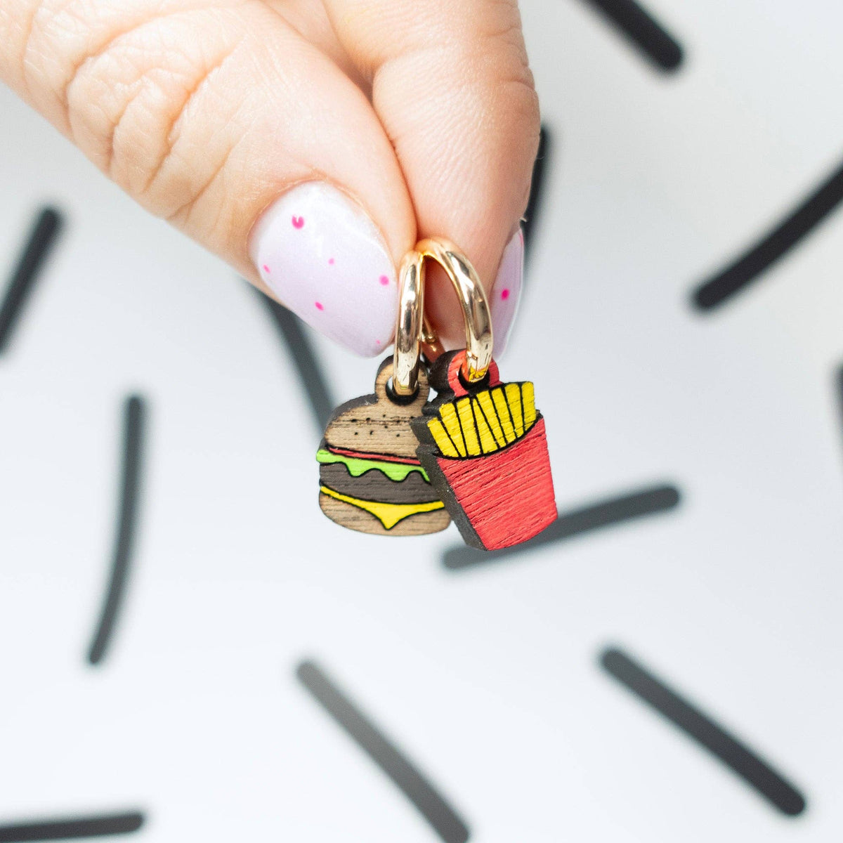 Silly Loaf | Burger & Fries Huggie Earrings