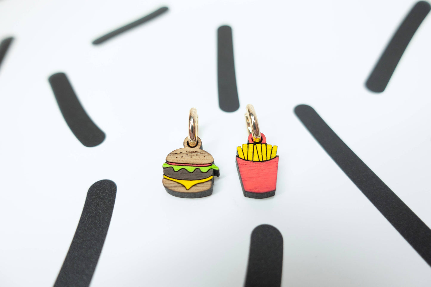 Silly Loaf | Burger & Fries Huggie Earrings
