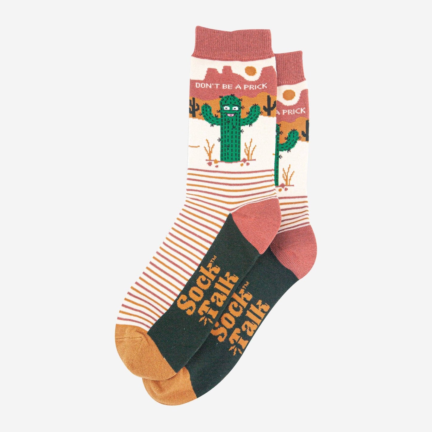 Sock Talk | Men's Combed Cotton Crew Socks | Cream, Prickly Cactus | UK 7-11