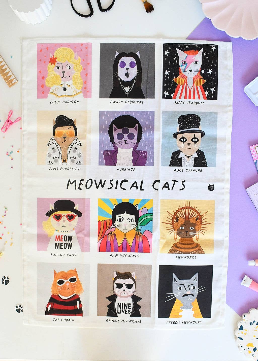 Niaski | Tea Towel | Meowsical Cats