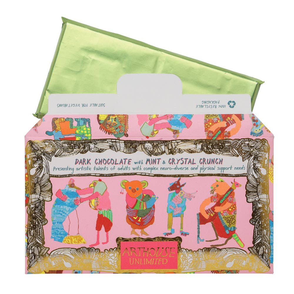 ARTHOUSE Unlimited | Hugging Animals, Dark Chocolate with Mint & Crystal Crunch