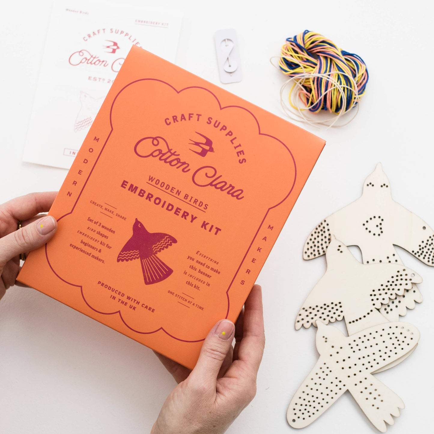 Cotton Clara | Wooden Bird Embroidery Kit | DIY Garland