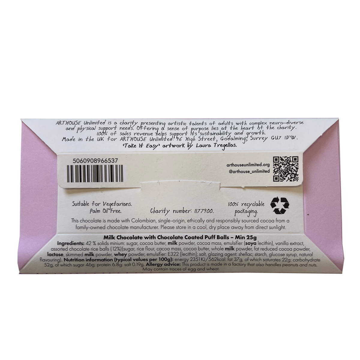 Arthouse Unlimited | Joy Sized: Take It Easy, Milk Chocolate with Chocolate Coated Puff Balls