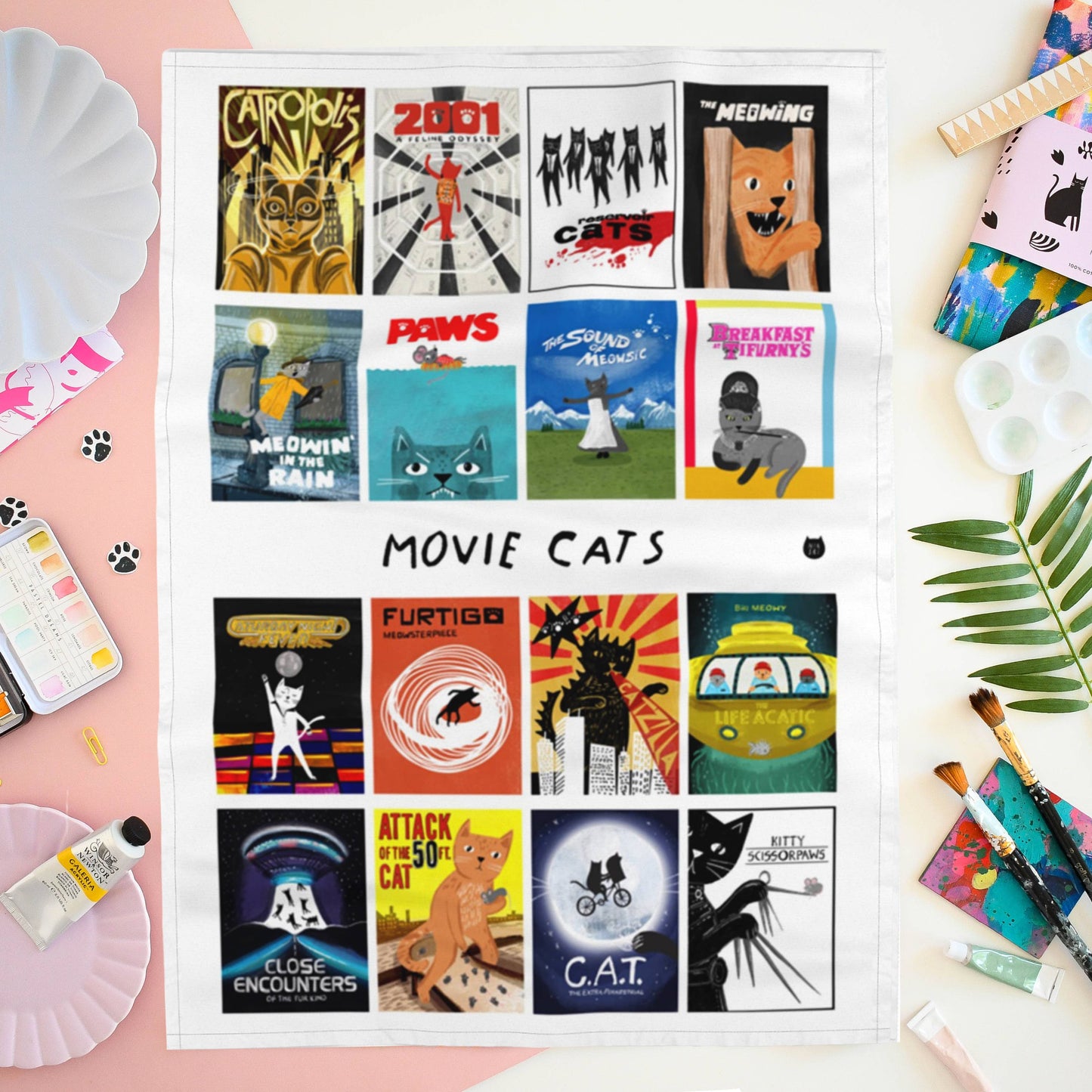 Niaski | Tea Towel | Movie Cats