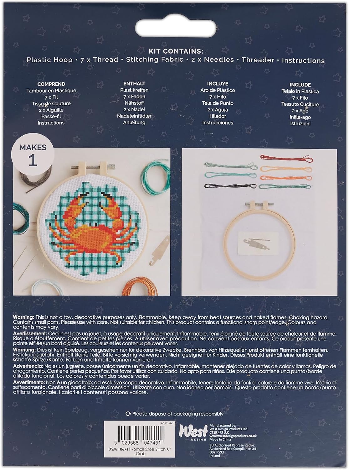 Simply Make | Cross Stitch Kit | Crab