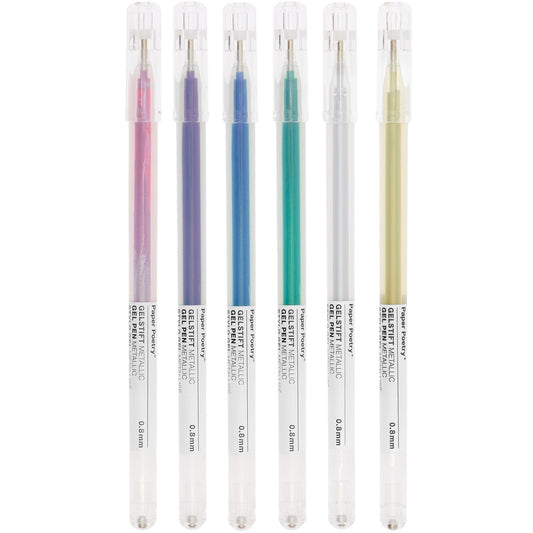 Rico | Paper Poetry Gel Pens | Multicoloured Set of 6 | Metallic