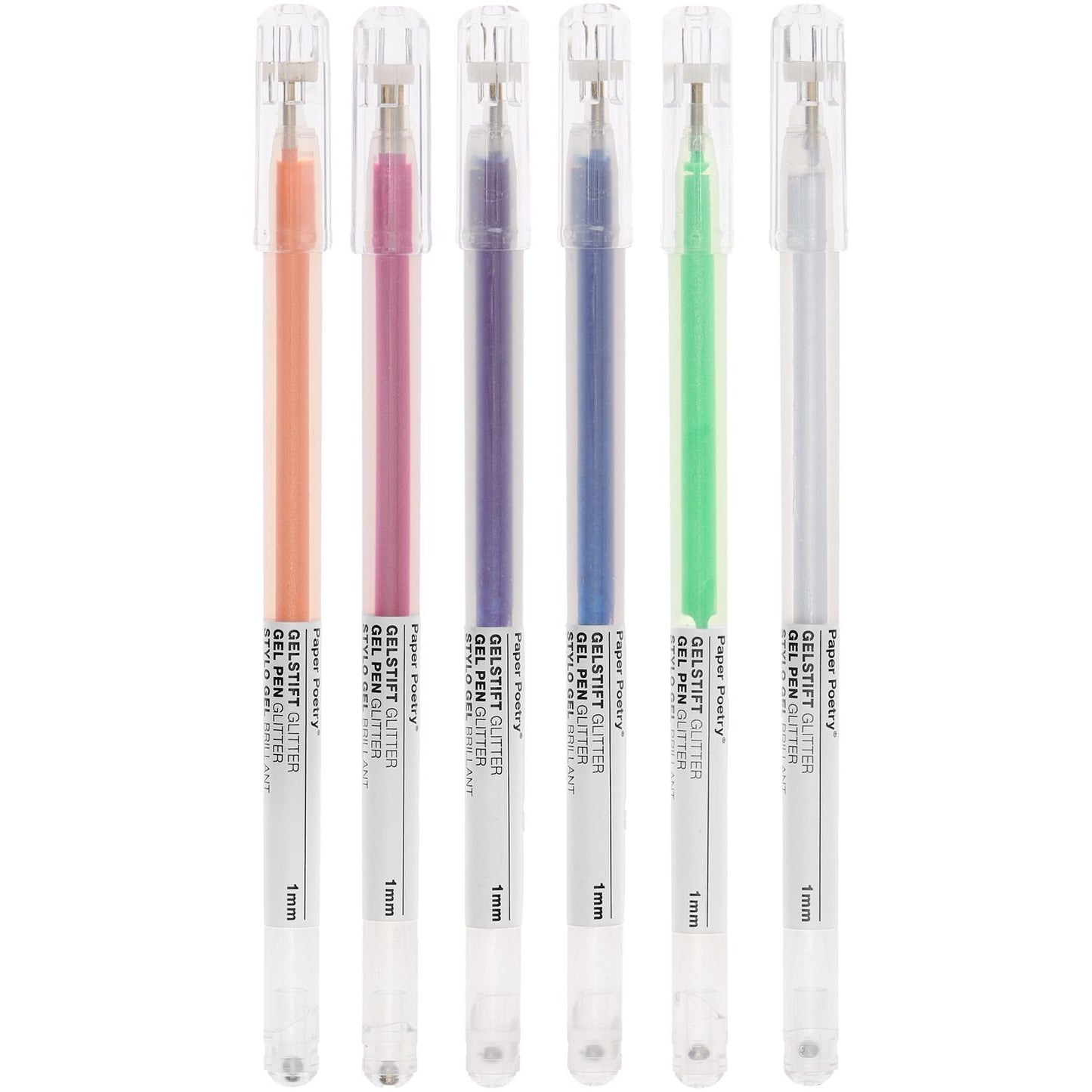 Rico | Paper Poetry Gel Pens | Multicoloured Set of 6 | Glitter