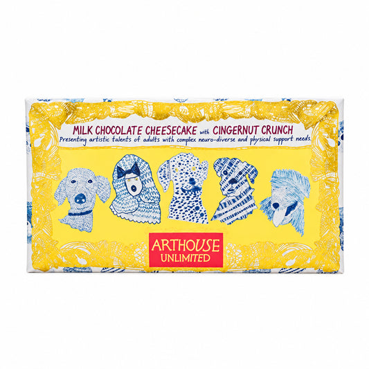 Arthouse Unlimited | Blue Dogs, Milk Chocolate Cheesecake Bar With Gingernut Crunch