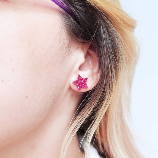 Silly Loaf | Stud Earrings | Star Pink