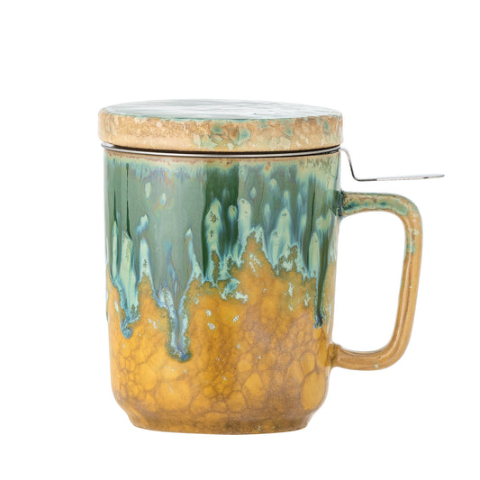 Bloomingville | Yuma Mug with Lid & Strainer | Green