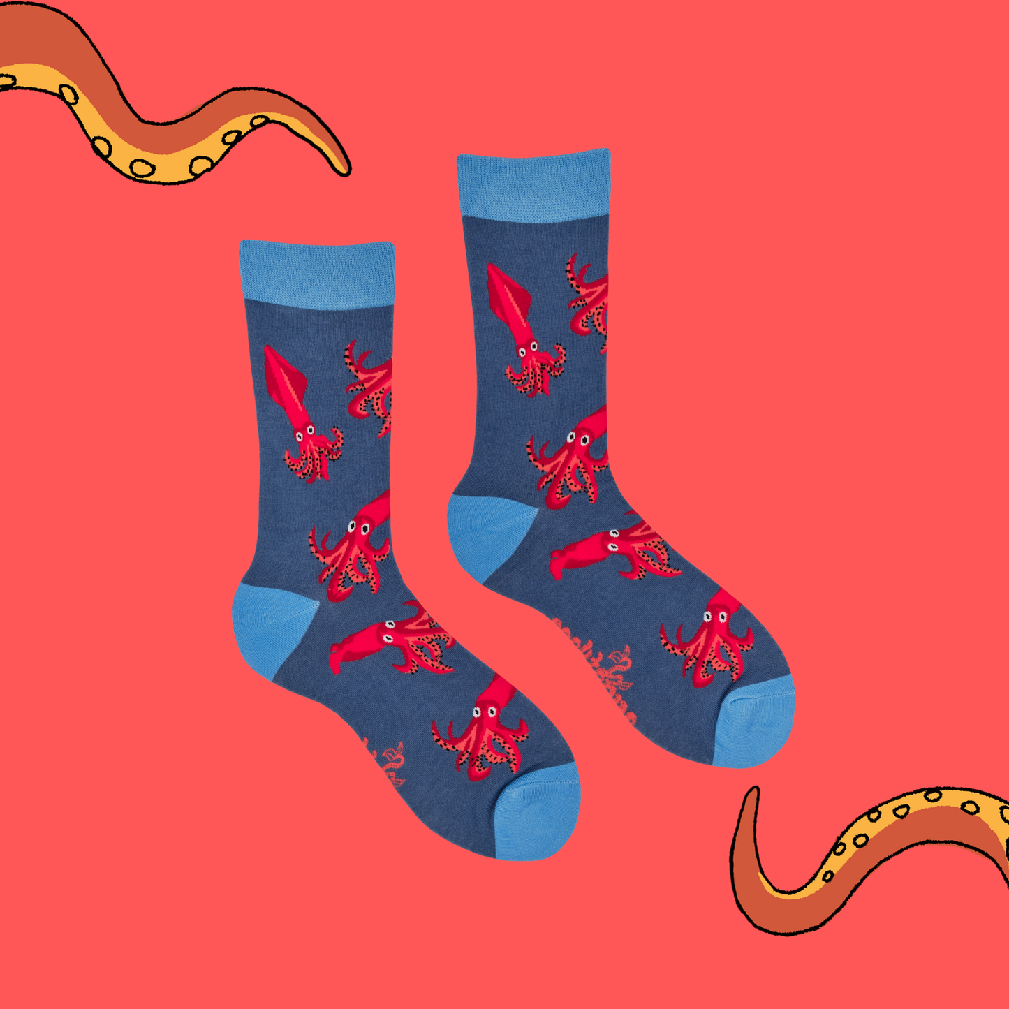 Socktopus | Squid Bamboo Socks | Blue | L UK 9-12