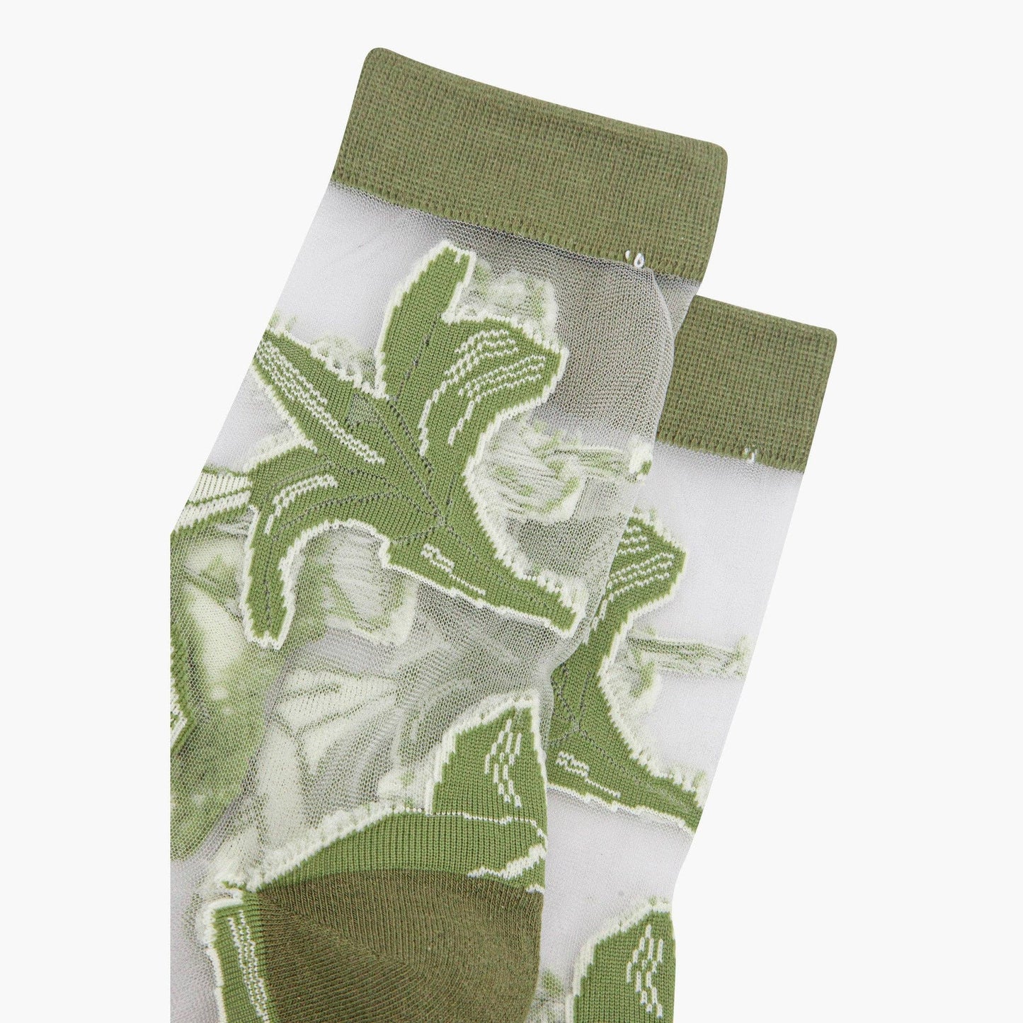 Sock Talk - Women's Sheer Ankle Socks | Floral Green | UK 3-7