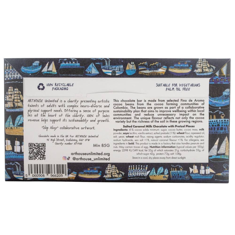 Arthouse Unlimited | Ship Ahoy, Salted Caramel Milk Chocolate with Pretzel Pieces