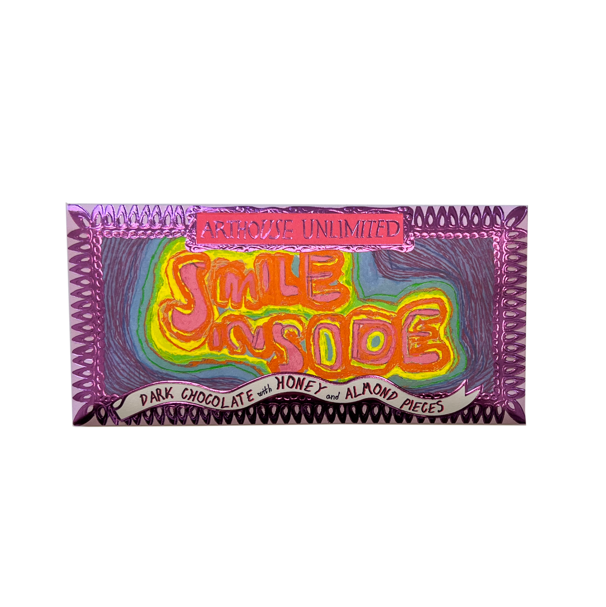 Arthouse Unlimited | Joy Sized: Big Hugs, Salted Caramel Milk Chocolate with Golden Puff Balls Unlimited - Joy Sized: Smile Inside, Dark Chocolate with Honey & Almond Pieces