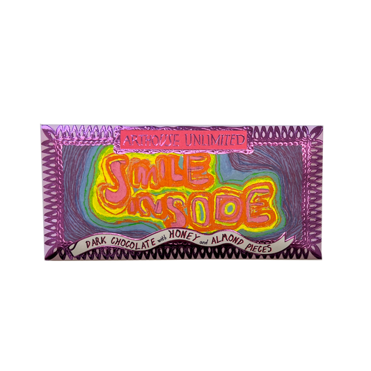 Arthouse Unlimited | Joy Sized: Big Hugs, Salted Caramel Milk Chocolate with Golden Puff Balls Unlimited - Joy Sized: Smile Inside, Dark Chocolate with Honey & Almond Pieces