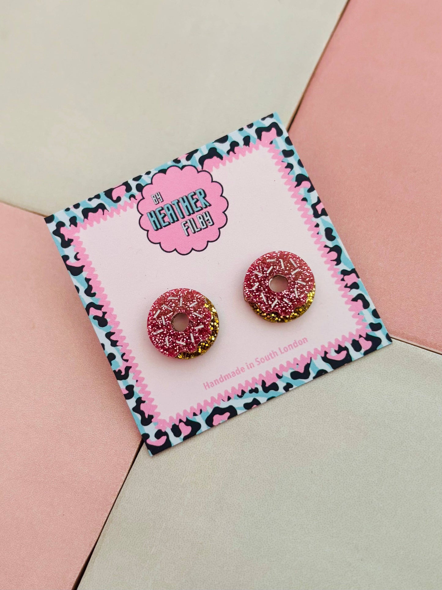 By Heather Filby | Glitter Stud Earrings | Doughnuts