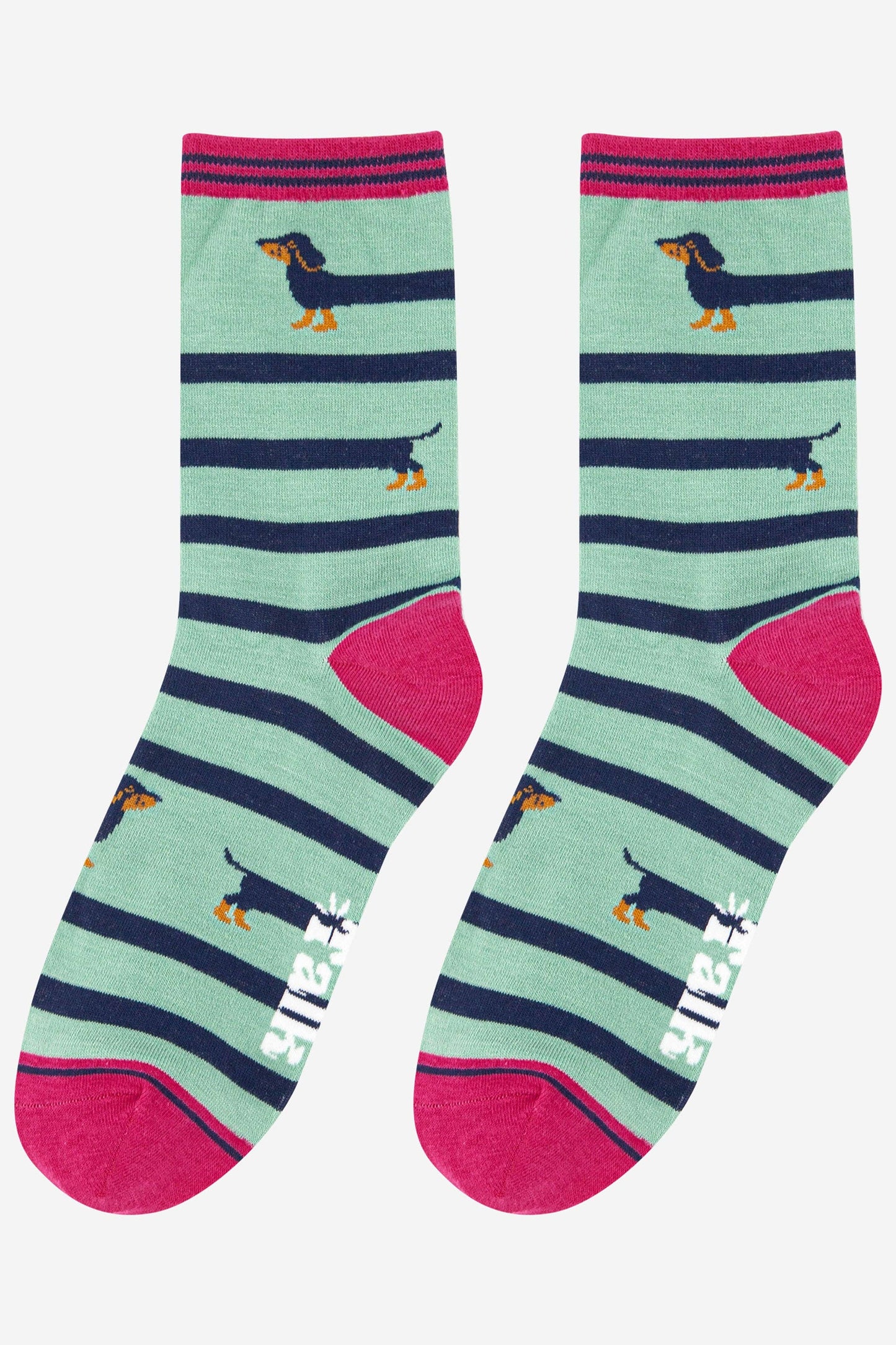 Sock Talk | Women's Winding Sausage Dog Bamboo Socks | UK 3-7 | EU 36-40