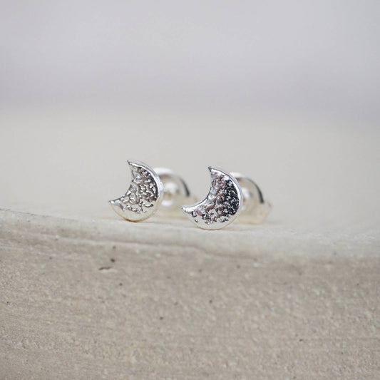 Lucy Kemp Jewellery | Sterling Silver Mini Studs | Moon