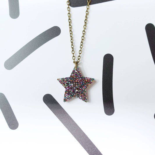 Silly Loaf | Mini Necklace | Glitter Star Rainbow