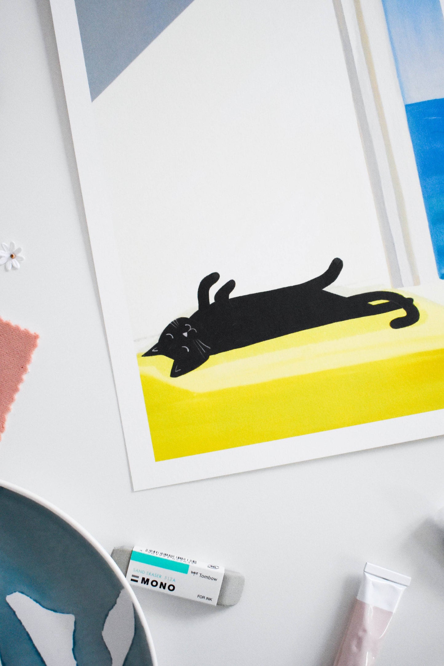 Niaski | A4 Print | Cat Bathing by the Sea