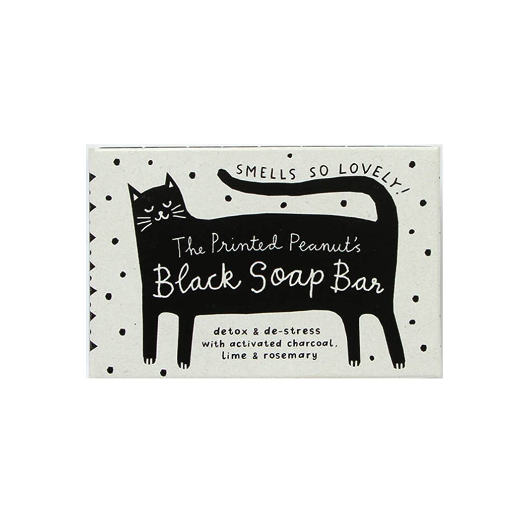 The Printed Peanut | Natural Handmade Soap Bar | Black Cat Charcoal