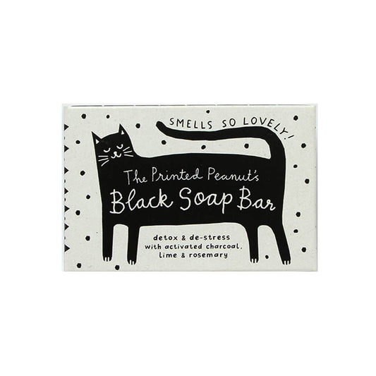 The Printed Peanut | Natural Handmade Soap Bar | Black Cat Charcoal